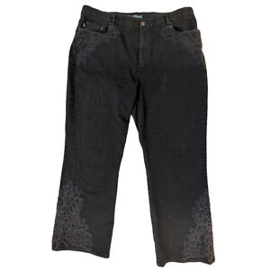 Lauren Jeans Co Vintage Ralph Lauren Jeans Womens 18W Black Embroidered Lace